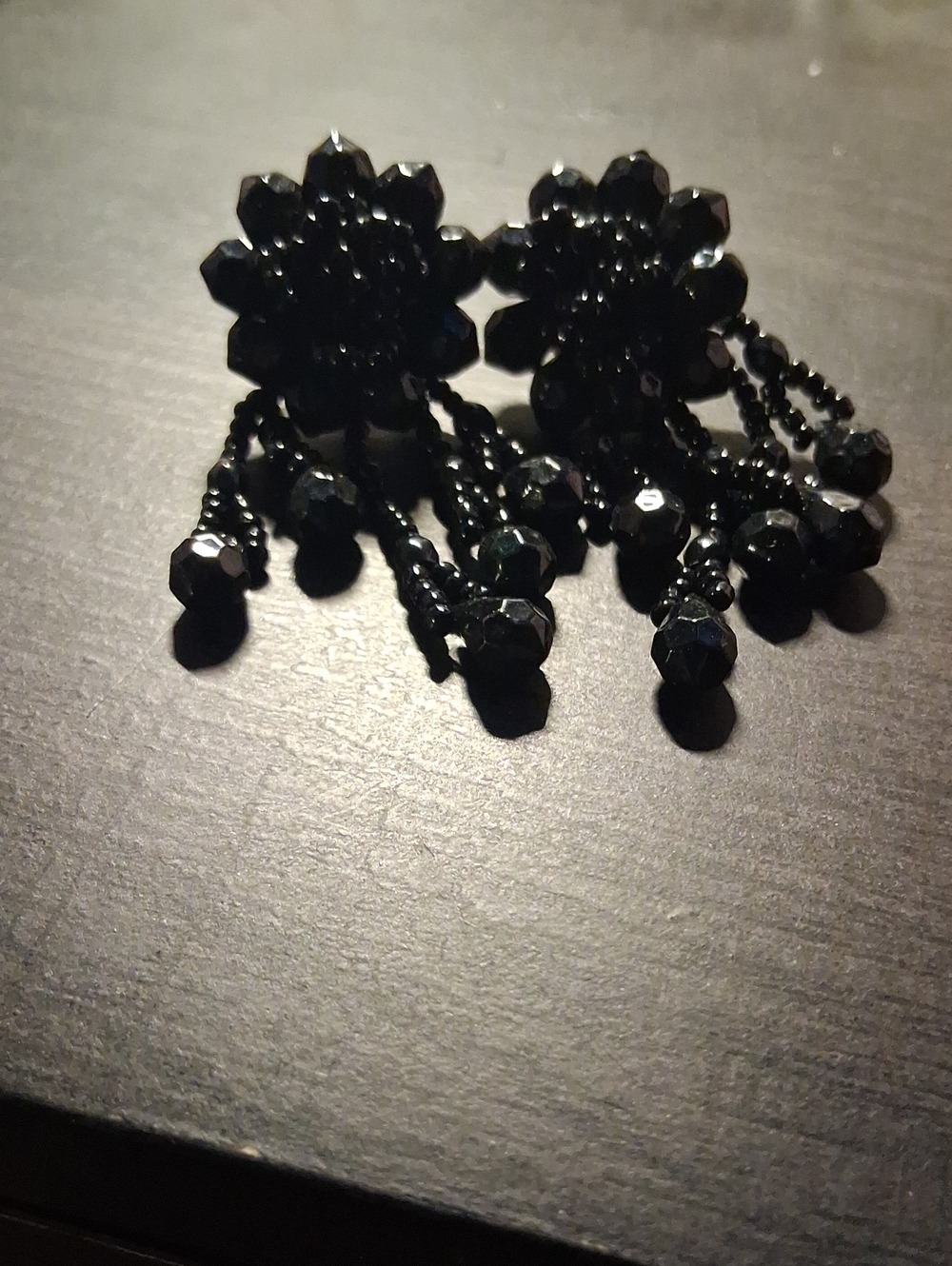 & Other Stories Black Beaded Floral Drop Earrings